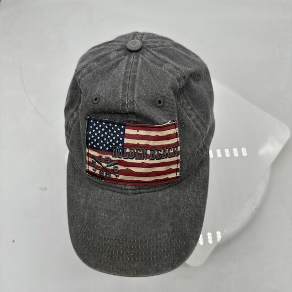 Holden Beach Hat Adult One Size Gray Strap Back Cap North Carolina USA flag - Picture 5 of 7